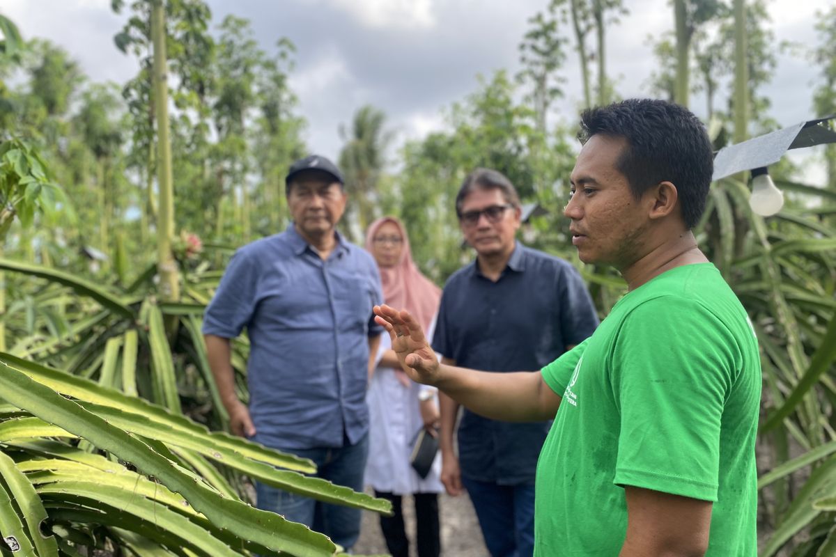 Ketua Poktan Tunas Sejahtera, Nanang Prasetyo, saat menerima kunjungan dari Yayasan Dharma Bhakti Astra (YDBA) di Desa Temurejo, Kabupaten Banyuwangi, Jawa Timur, Rabu (7/8/2024).