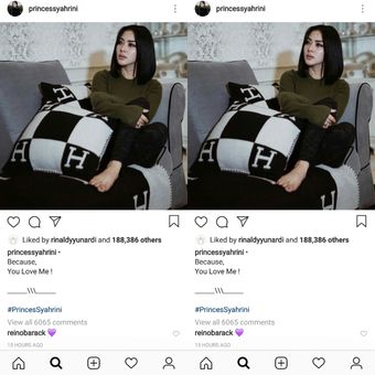 Bidik layar salah satu posting-an Instagram Syahrini, Selasa (29/1/2019).