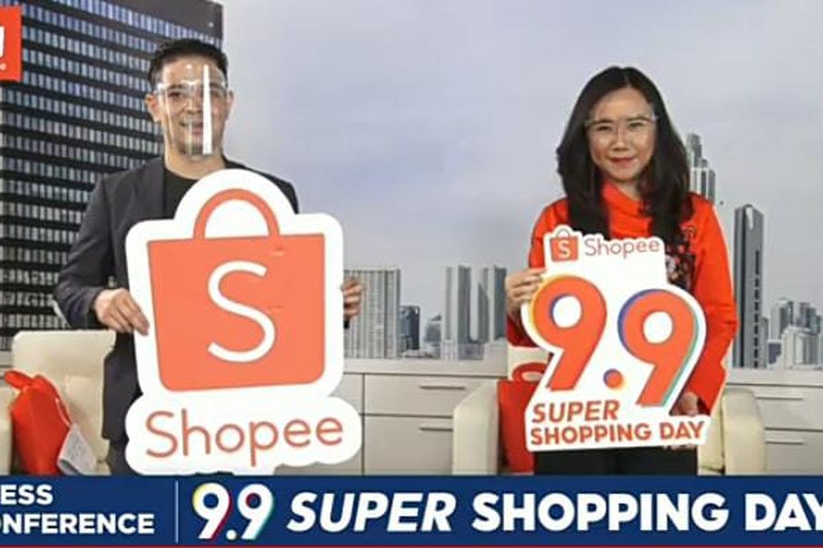 Country Industry Head Twitter Indonesia Dwi Adriansah dan Director of Shopee Indonesia Christin Djuarto dalam  diskusi Shopee 9.9 Super Shopping Day yang disiarkan secara virtual, Selasa (18/8/2020).  (Tangkapan Layar)