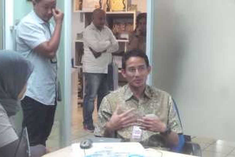 Bakal calon gubernur DKI Jakarta Sandiaga Uno saat berkunjung ke Redaksi Kompas.com, Rabu (2/3/2016).