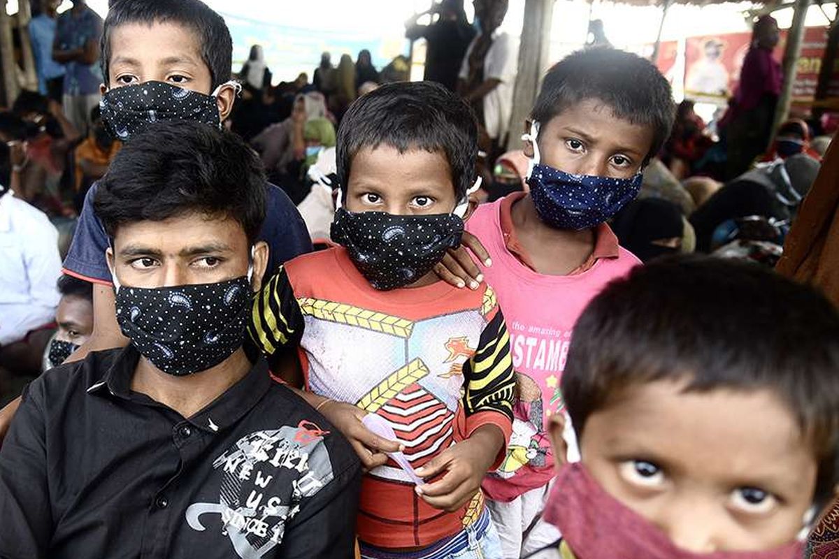 A group of Rohingya boys. The group are among the 296 Rohingya refugees who arrived in Aceh on 7 September 2020