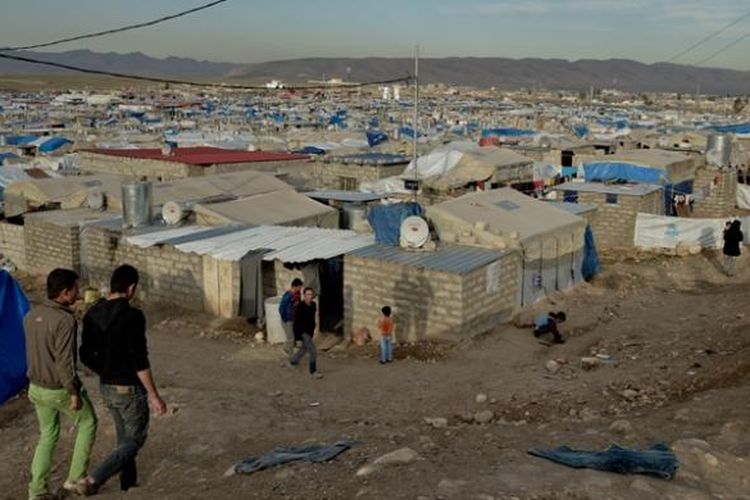 Kamp pengungsi Suriah di Domeez, Irak.