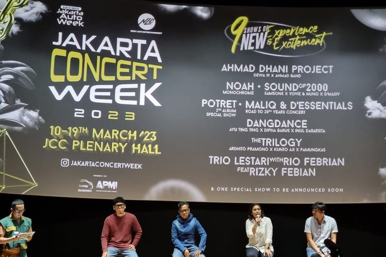 Para promotor Jakarta Concert Week (JCW) dalam konferensi pers di kawasan Senayan, Jakarta Pusat, Jumat (3/2/2023). 