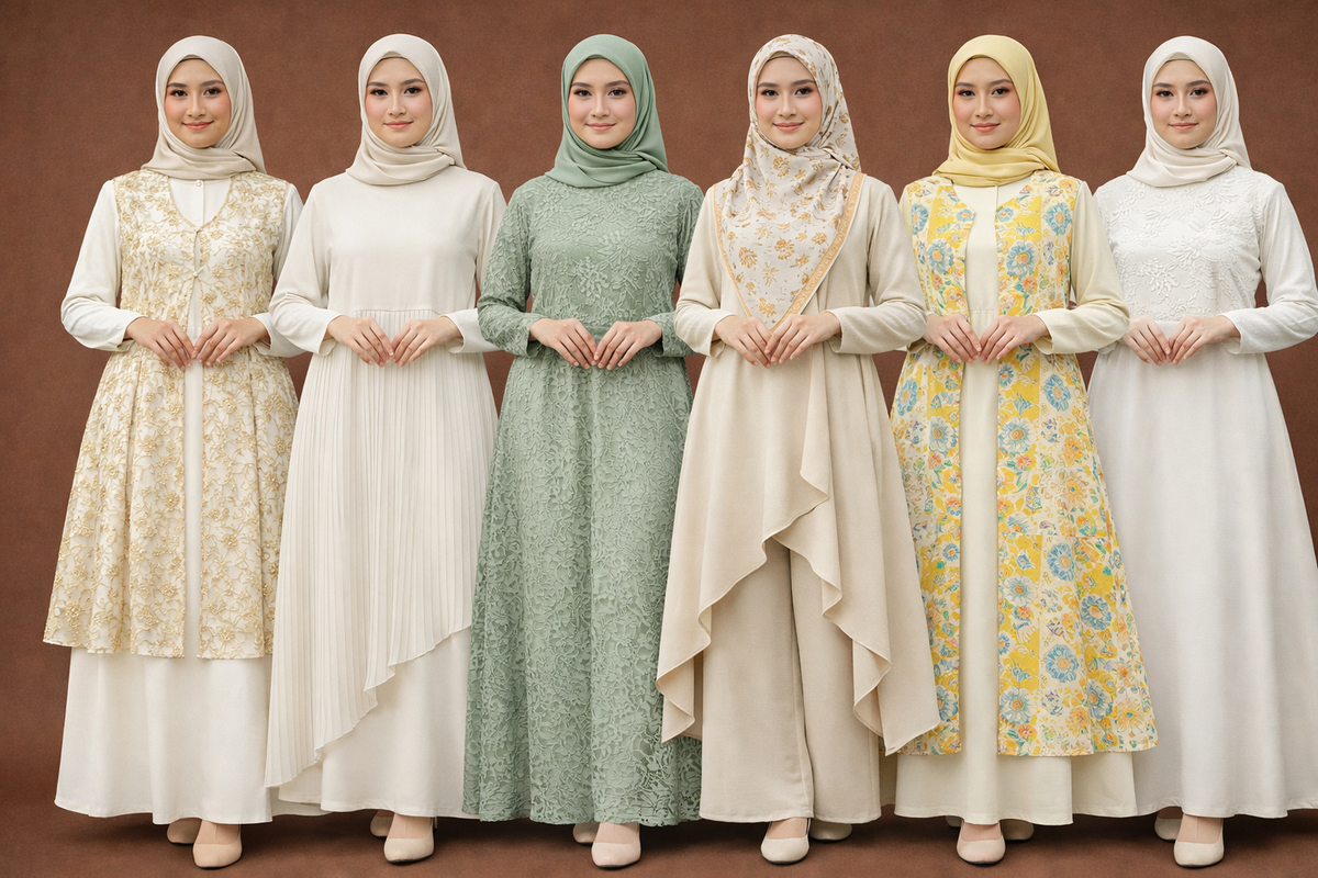 Rekomendasi gamis lebaran stylish, modern dan elegan
