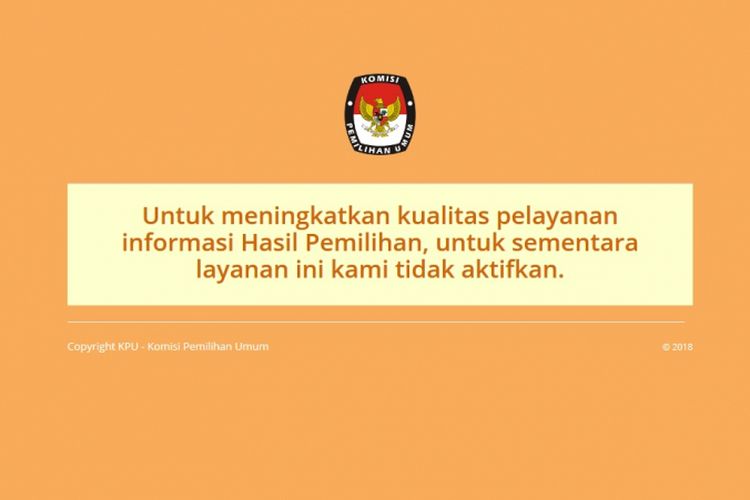 Situs KPU ketika masuk dalam kanal Portal Publikasi Pilkada dan Pemilu