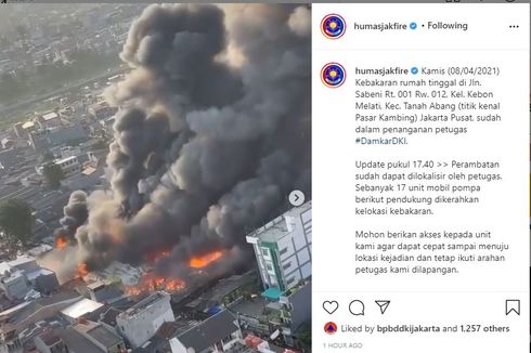 136 Lapak dan 40 Kios Terbakar di Pasar Kambing, Tanah Abang