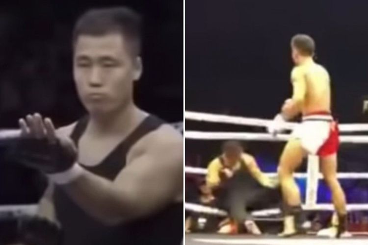 Ding Hao (foto kiri), seorang pakar Wing Chun KO dalam 72 detik setelah menantang petarung MMA, Ahu (foto kanan).