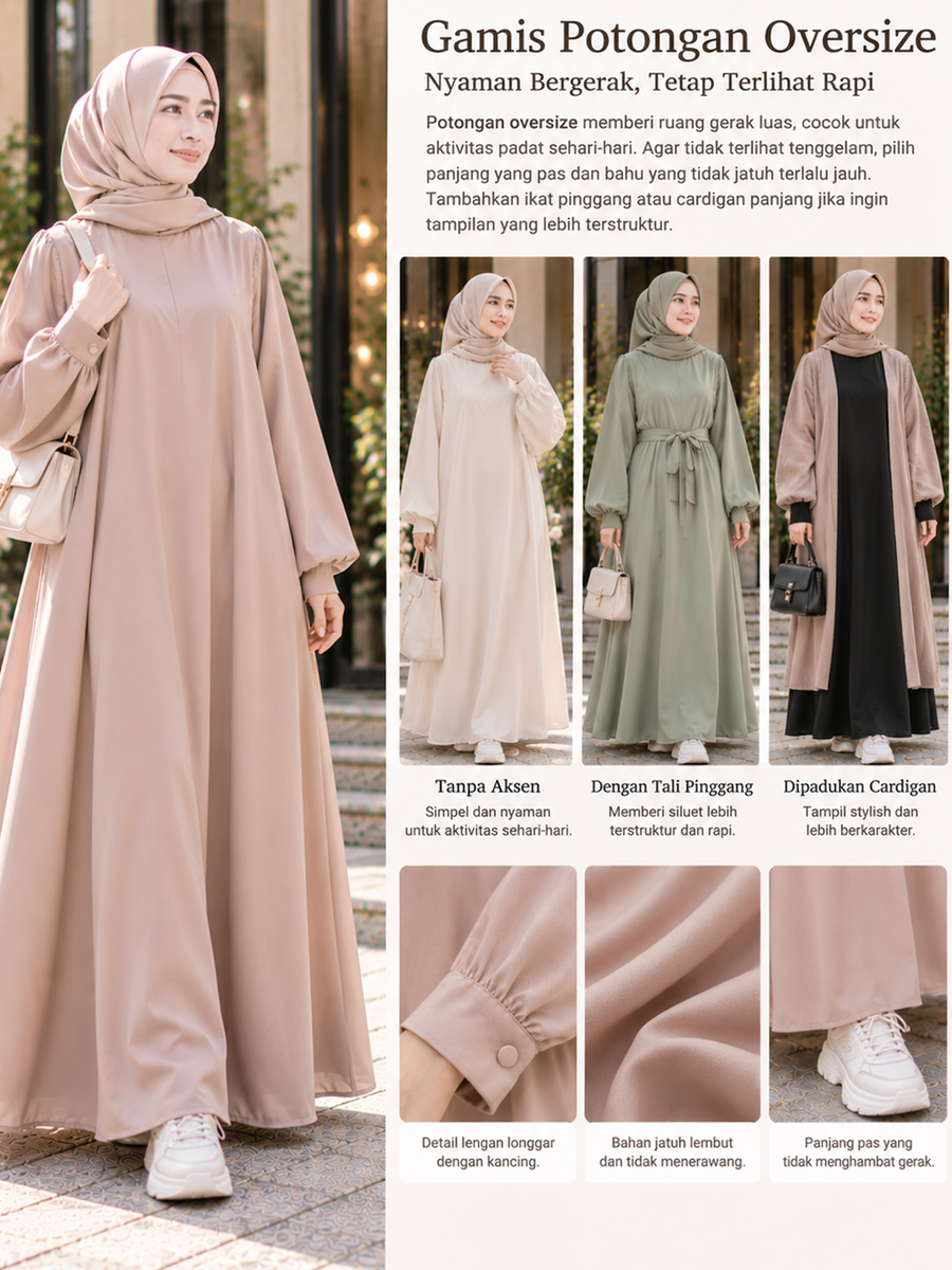 Gamis Oversize, Nyaman untuk Aktivitas Sehari-hari.