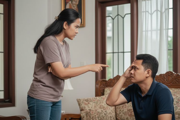 Ilustrasi pasangan bertengkar.