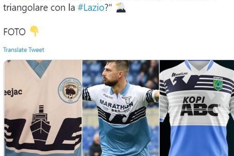 Jurnalis Sky Sport Italia, Gianluca Di Marzio, menyoroti kesamaan jersey Lazio dengan tim Liga 3, Persikoba Batu
