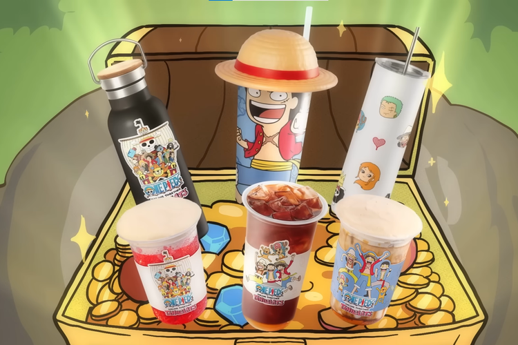 Kopi Kenangan released three new drinks in collaboration with the animated series One Piece and the famous comic illustrator, Tahilalats.