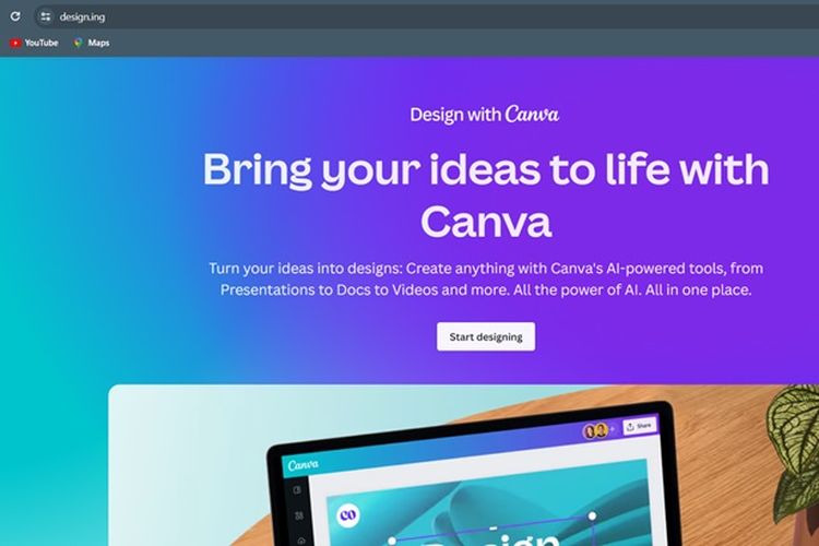 Canva sebagai perusahaan penyedia aplikasi desain memakai domain .ing untuk situs design.ing dan draw.ing. 