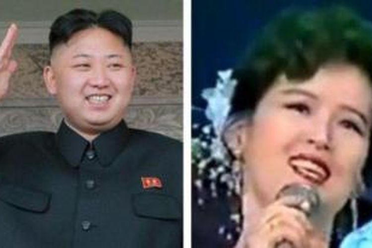 Kim Jong Un (kanan) dan mantan kekasihnya, biduan Hyon Song Wol