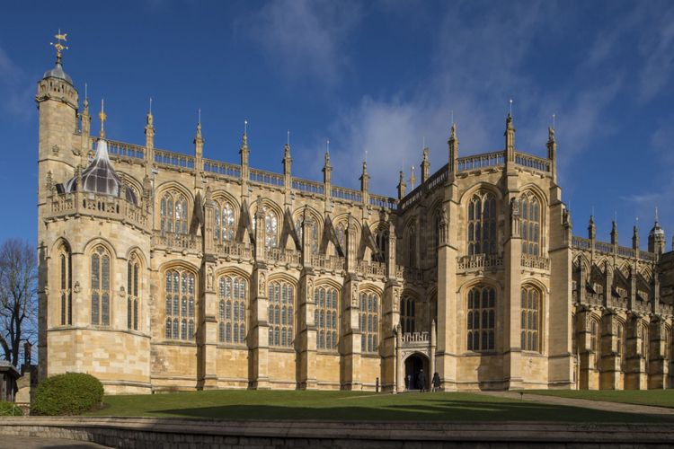 Kapel St George di Windsor Castle, timur London, dimana Pangeran Harry dan Meghan Markle akan melangsungkan pernikahan 19 Mei 2018.
/ AFP PHOTO / POOL / Dominic Lipinski