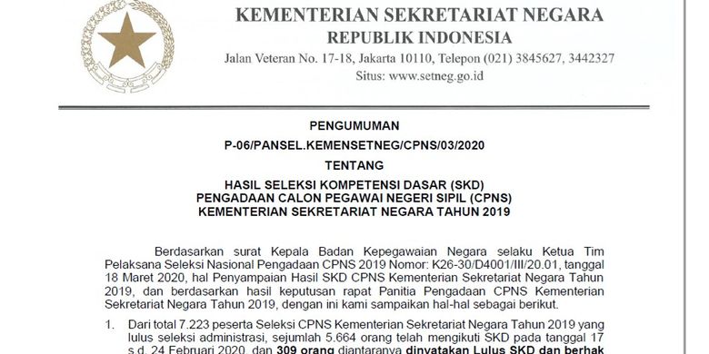 Hasil Skd Cpns Kemensetneg 2019 Diumumkan Ini Informasinya Halaman All Kompas Com