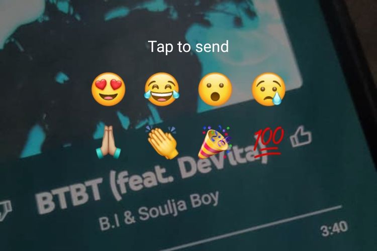 Ilustrasi fitur baru emoji reaksi di Status WhatsApp.