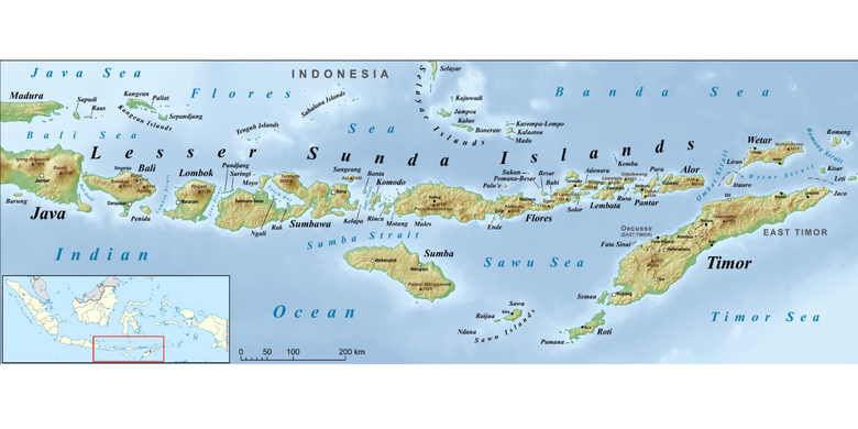 Peta wilayah Pulau Bali dan Nusa Tenggara