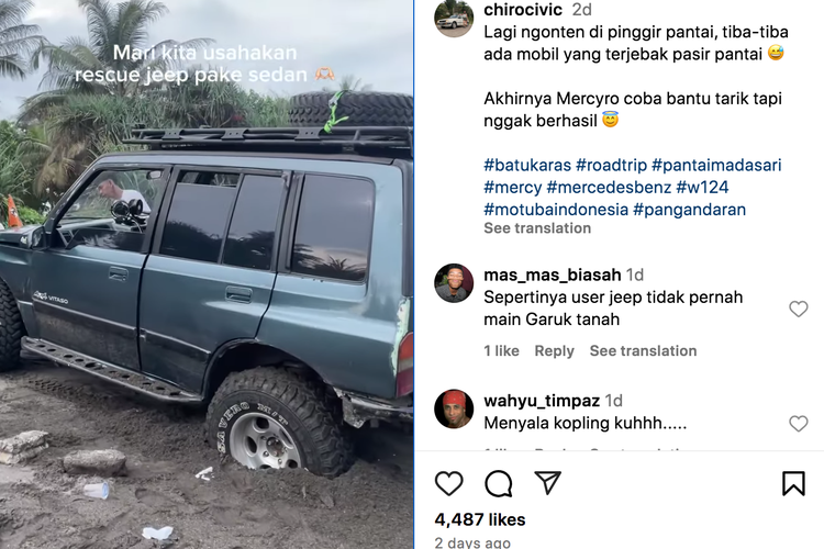 Video mobil terjebak di pasir