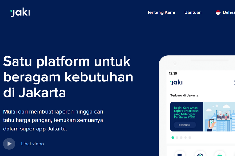 Laman JAKI, yang salah satunya menyediakan layanan pendaftaran vaksin Covid-19 secara online bagi warga DKI Jakarta.