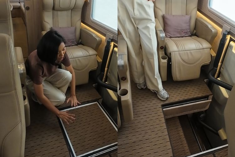 Penutup tangga otomatis di bus White Horse