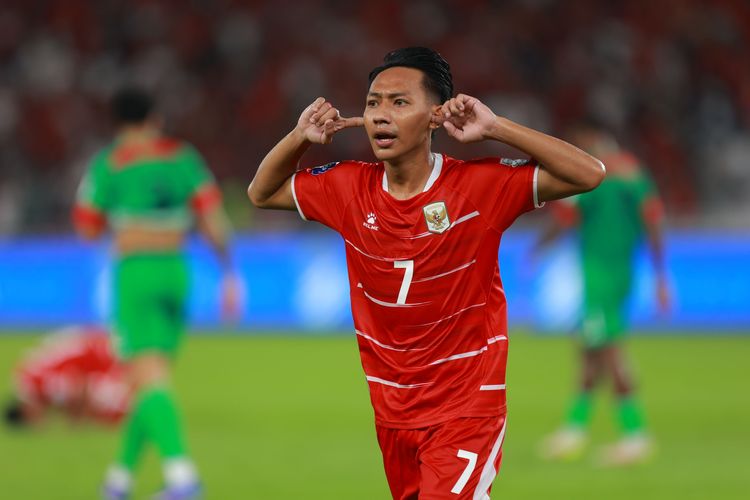 Selebrasi Beckham Putra dalam laga FIFA Series 2026 Timnas Indonesia vs Saint Kitts and Nevis yang digelar di Stadion Utama Gelora Bung Karno, Jumat (27/3/2026).