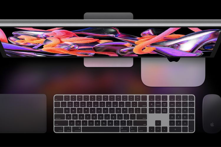 Ilustrasi Mac Mini, Studio Display dan aksesoris Magic