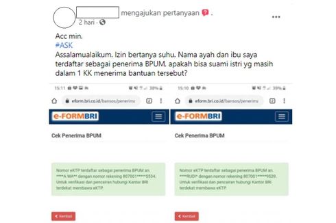 Ramai di Media Sosial, Bolehkah Beberapa Anggota Keluarga dalam 1 KK Menerima BLT UMKM?