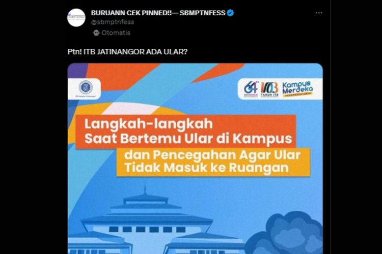 ITB Keluarkan Konten Cara Menghadapi Ular di Kampus, Apa Isinya?