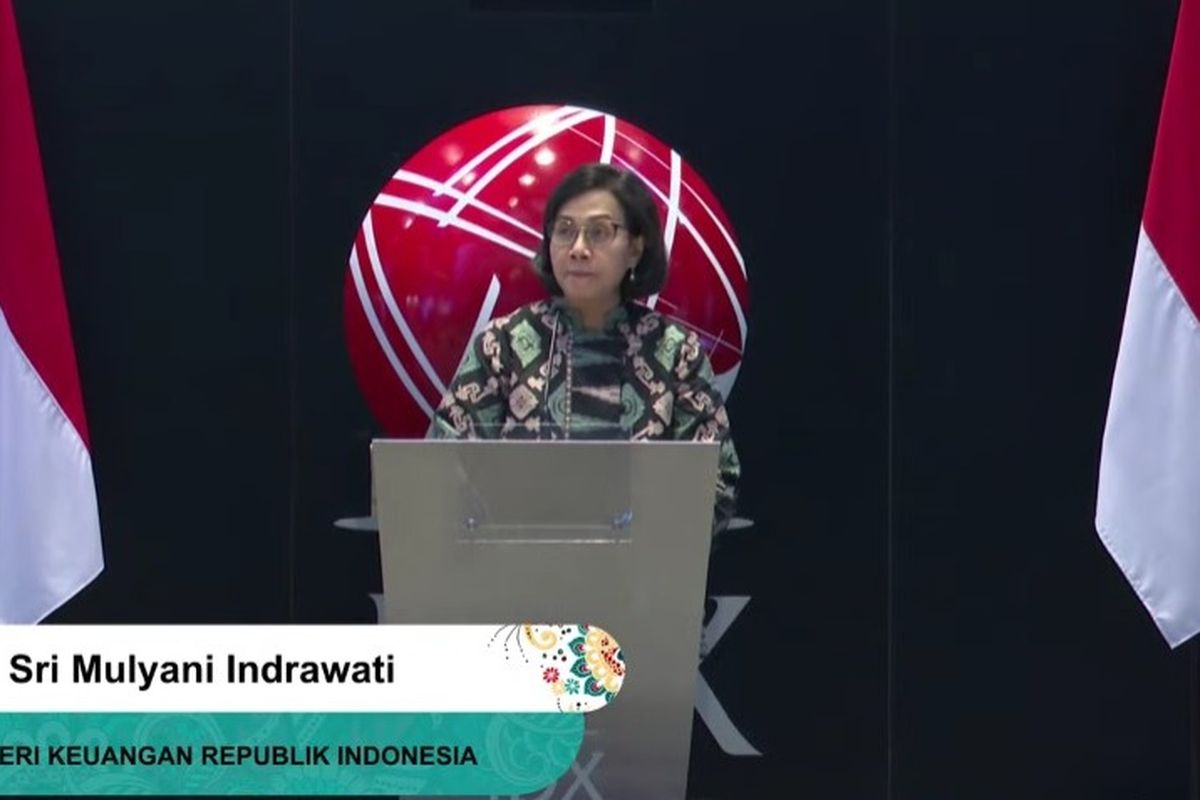 Menteri Keuangan Sri Mulyani Indrawati saat acara Penutupan Perdagangan Bursa Efek Indonesia Tahun 2022, Jumat (30/12/2022).