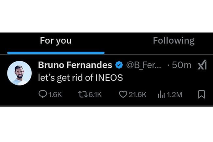 Akun X Bruno Fernandes dibajak pada Senin (12/1/2026) pagi WIB, beberapa jam setelah Man United kalah dari Brighton 1-2 di Piala FA.