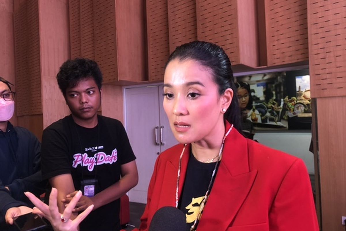 Marcella Zalianty  di Perpustakaan Nasional Republik Indonesia (Perpusnas RI) di Jakarta Pusat, Kamis (8/12/2022).