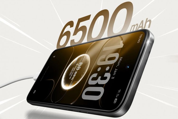 Ilustrasi Tecno Spark 50 5G yang dibekali baterai 6.500mAh dan sudah mendukung Super Charge 45 watt