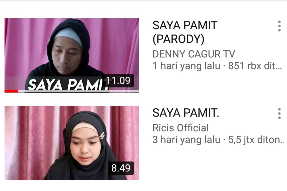 Tangkapan layar kanal youtube Denny Cagur