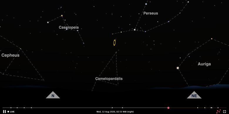 Tangkapan layar web timeanddate.com untuk mengetahui waktu yang pas melihat Meteor Perseid