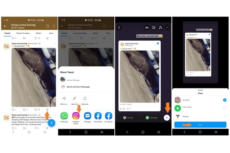 Cara share twit langsung ke IG Story