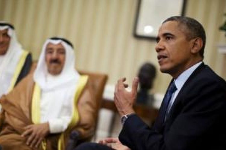 Presiden AS Barack Obama bertemu Emir Kuwait, Sheikh Sabah al-Ahmad al-Jaber al-Sabah, di Gedung Putih (13/9). 