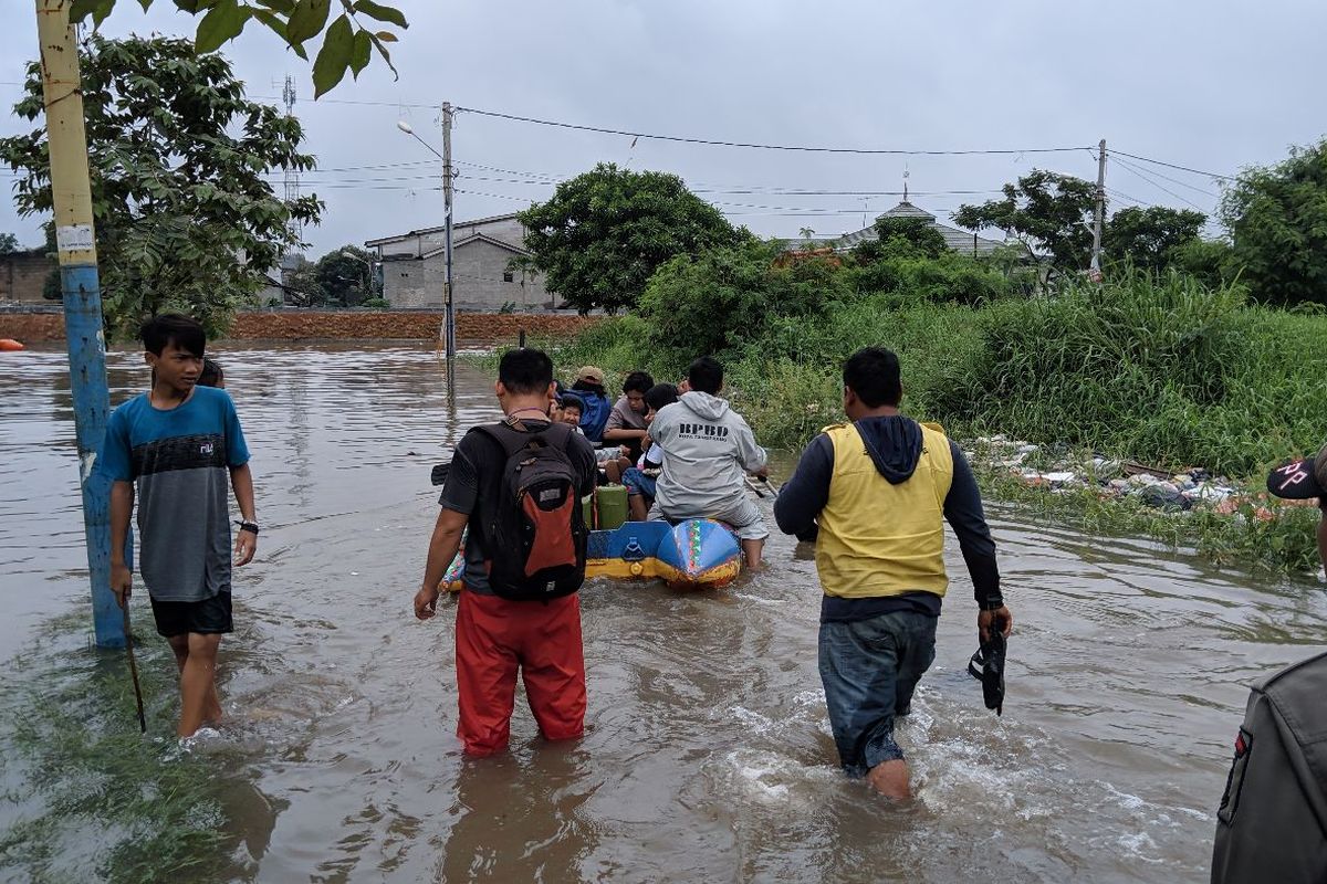 Banjir di Garden City Residence Periuk Tangerang, Minggu (2/2/2020)