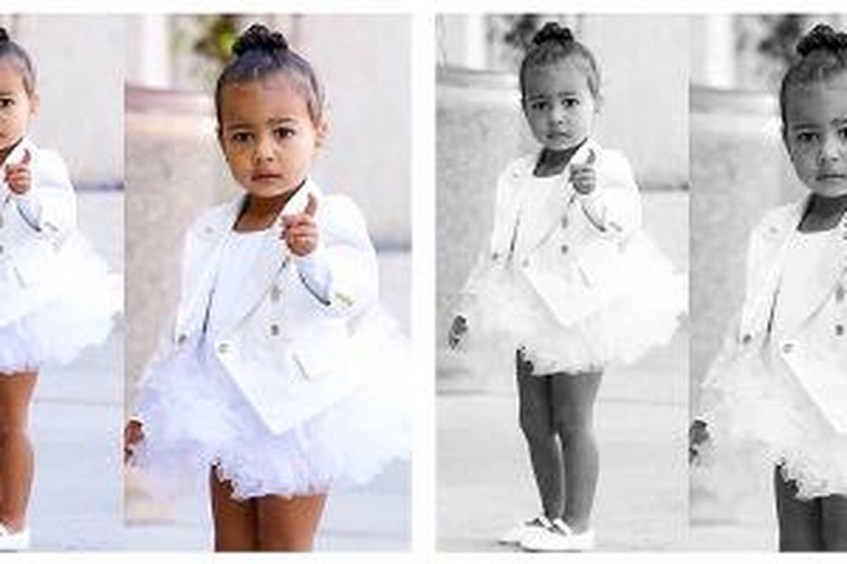 Inilah penampilan North West saat mengenakan busana karya Olivier Rousteing, Ballet in Balmain.