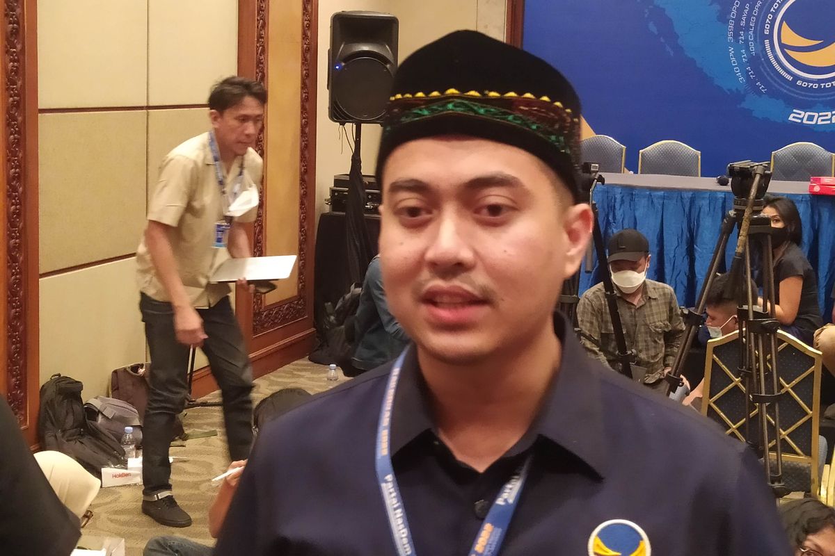 Ketua Fraksi Nasdem DPRD DKI Jakarta Wibi Andrino saat ditemui di JCC, Senayan, Jakarta, Kamis (16/6/2022). 