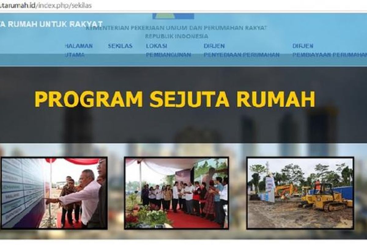 Situs sejuta rumah milik Kementerian Pekerjaan Umum dan Perumahan Rakyat.