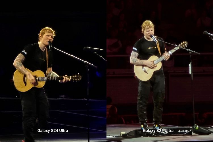 Hasil foto dengan zoom 30x Samsung S24 Ultra dari tribun JIS.  Dengan zoom 30x, kami bisa memotret Ed Sheeran dengan lebih dekat