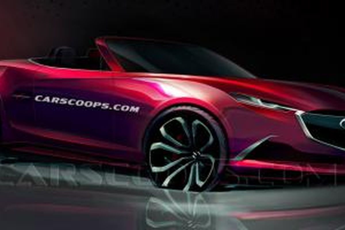 Sketsa resmi Mazda MX-5 atau yang lebih dikenal Miata, akan tampil perdana di New York Autoshow.