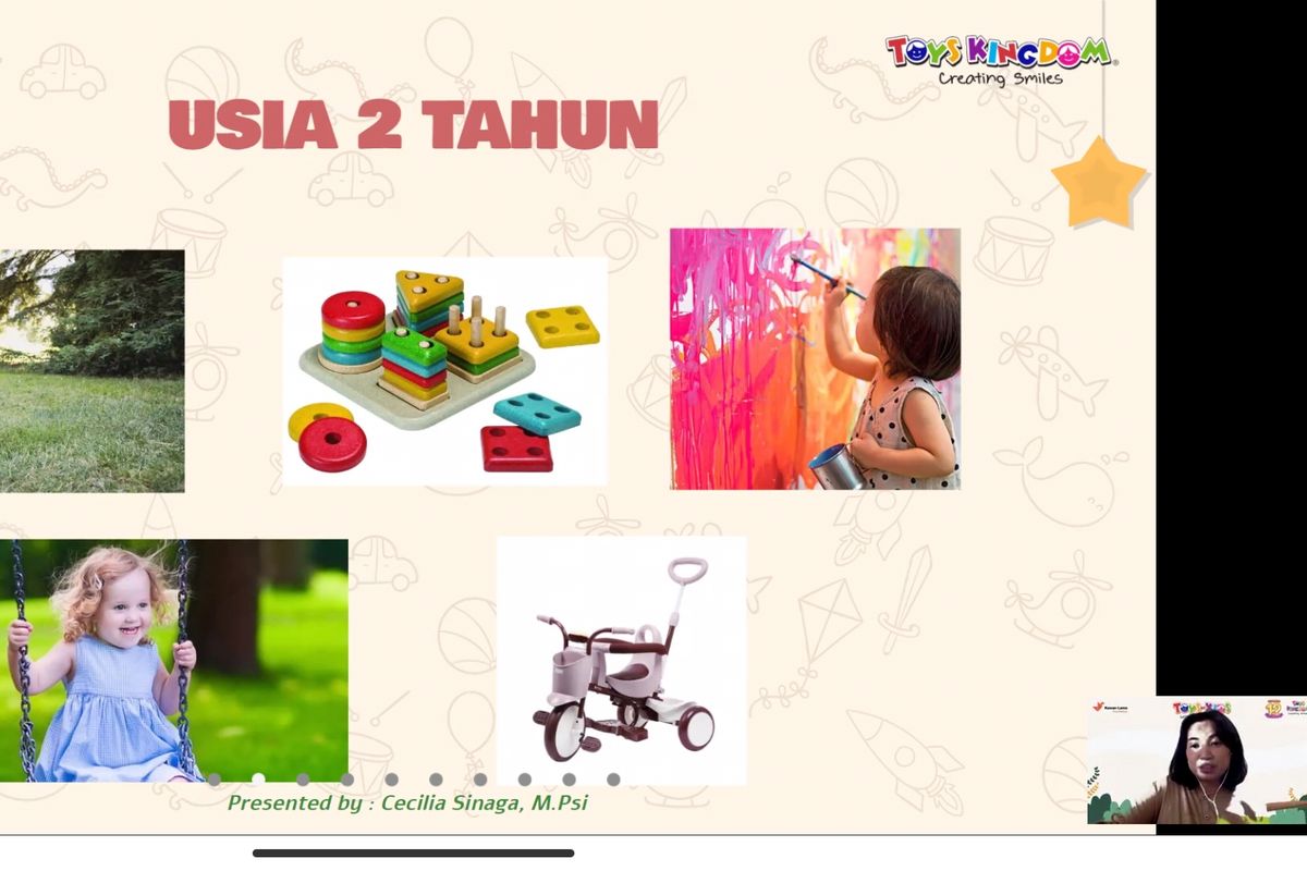 Psikolog Klinik Anak dan Remaja Cecilia Sinaga saat menjelaskan pentingnya memilih mainan sesuai usia anak dalam acara Talkshow Toys Kingdom, Kamis (16/6/2022).