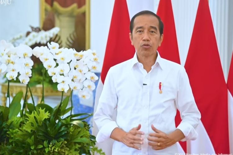 Presiden Joko Widodo saat memberikan keterangan pers soal larangan buka puasa bersama untuk kalangan pejabat negara secara daring pada Senin (27/3/2023). Terkii, Presiden Jokowi juga memberikan keterangan terkait polemik Israel di Piala Dunia U20 2023.