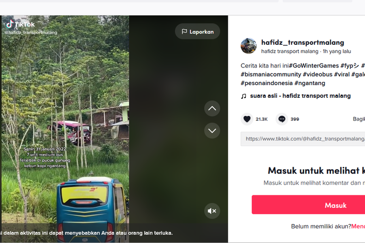 Bus medium terjebak di Kebun Kopi Ngantang Malang