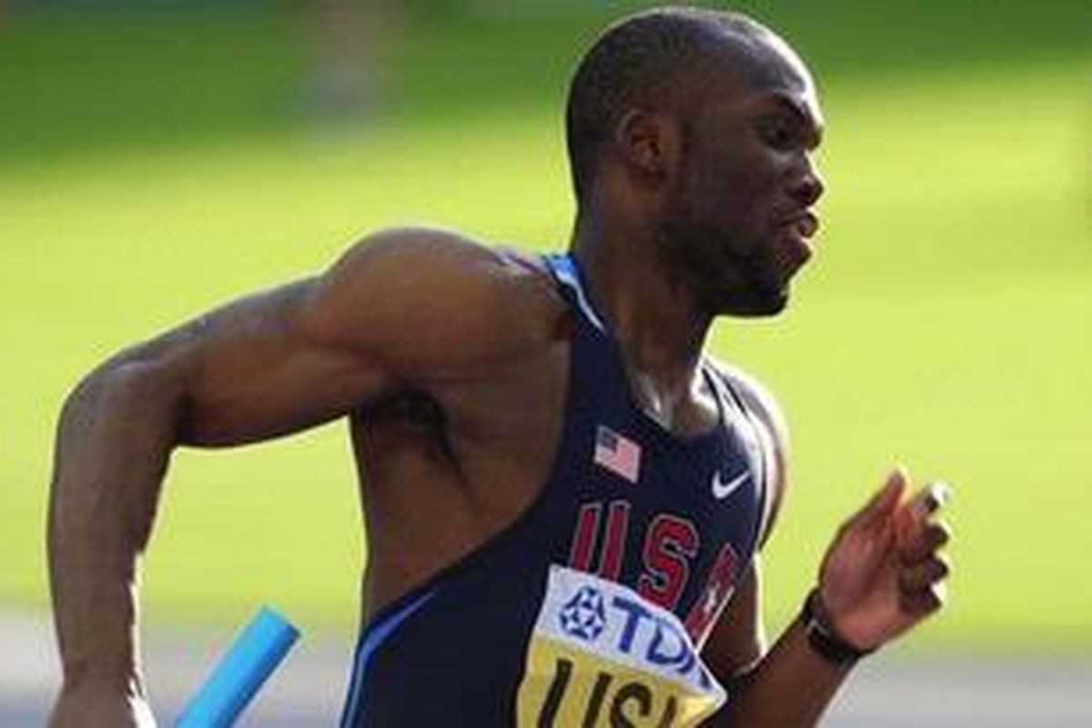Foto ini diambil saat LaShawn Merritt sedang berlomba pada babak final nomor estafet 4x400 pada kejuaraan IAAF Athletics World Championships 2009, 23 Agustus 2009 di Berlin.