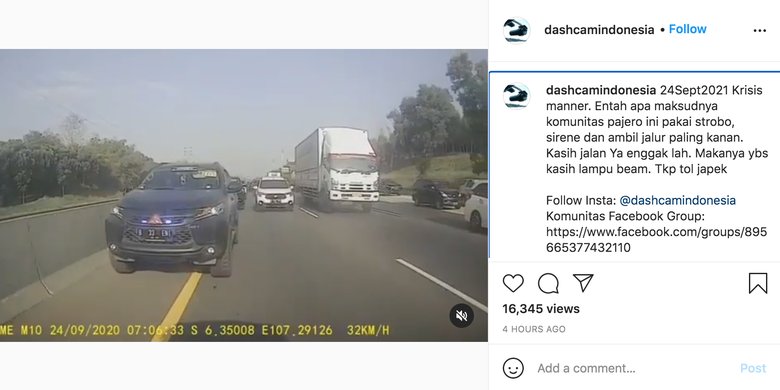 pengemudi Pajero pakai rotator dan sirene di jalan tol