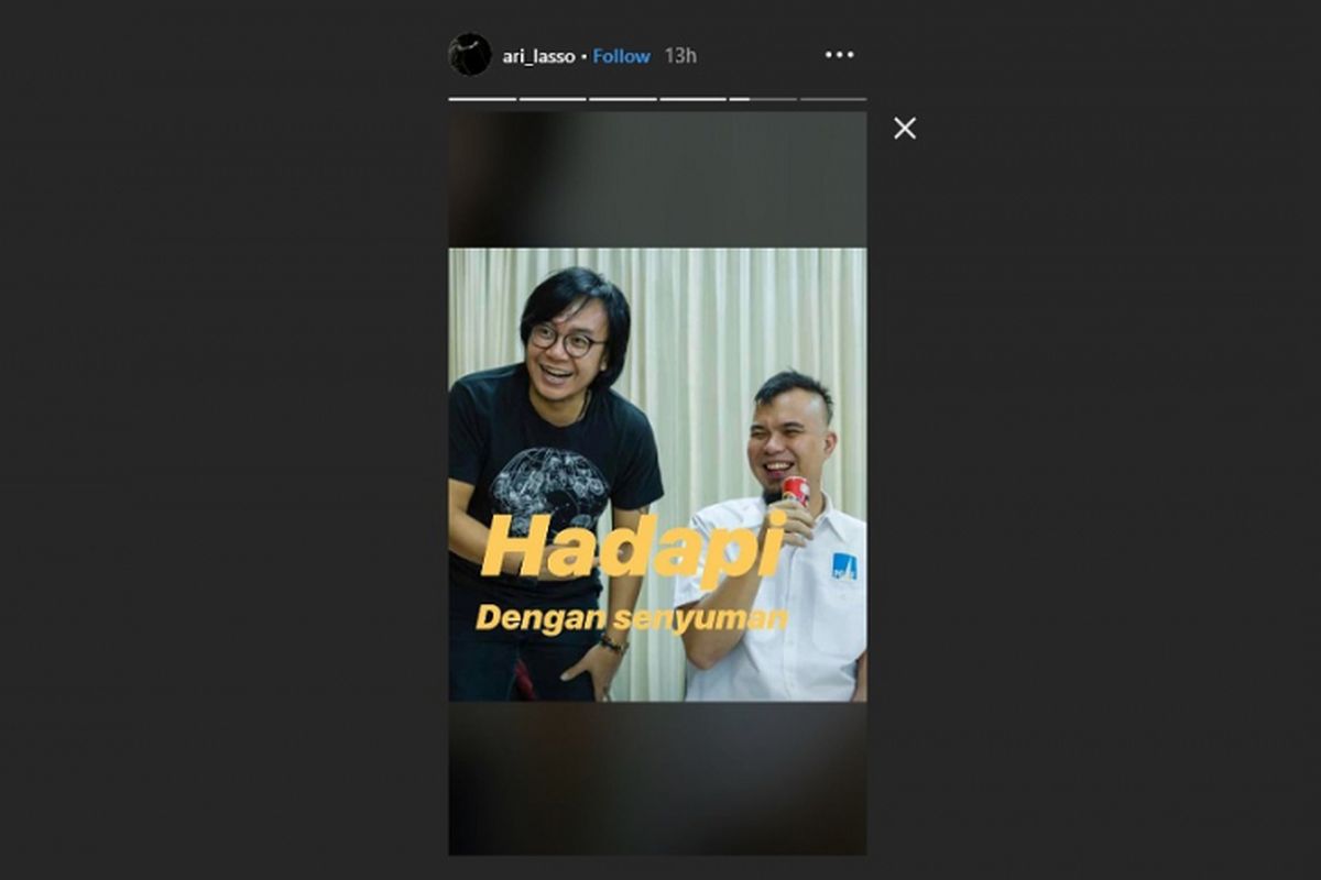 Ari Lasso (kiri) menulis pesan untuk Ahmad Dhani (kanan) lewat Instagram Story, Selasa (29/1/2019).