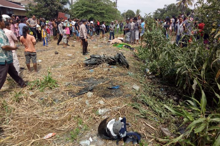 Lokasi didekat peristiwa tabrakan antara sepeda motor dan kereta api di Desa Pon, Kecamatan Sei Bamban, Kabupaten Serdang Bedagai, Sumatera Utara, Jumat (28/7/2023). Dalam insiden itu, 2 wanita bernama Nursiah Sianipar (54) dan Tiodor Simbolon (61) tewas. 