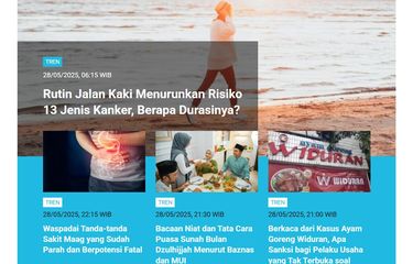 Artikel terpopuler kanal Tren, Rabu (28/5/2025).